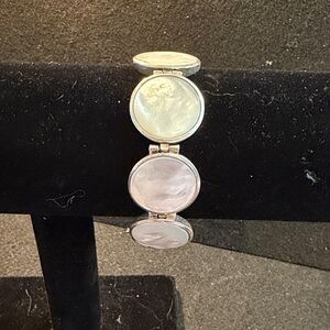 Kenneth Cole Reaction Silver and White Shell Disc Bracelet